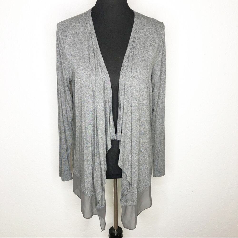 Design History gray open front waterfall cardigan NWT size Missy Small